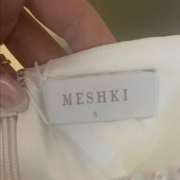 Meshki Pearl-Trimmed White Mini Dress - Picture 2 of 4